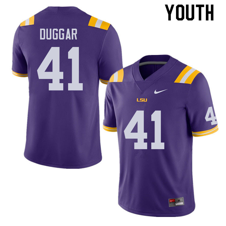 Youth #41 Emory Duggar LSU Tigers College Football Jerseys Sale-Purple - Click Image to Close